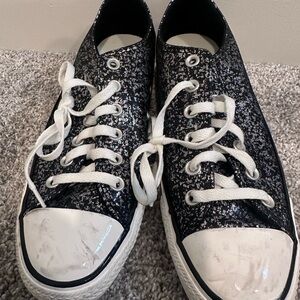Converse Chuck Taylor Black All Star Glitter Low Top Sneakers Sz 9